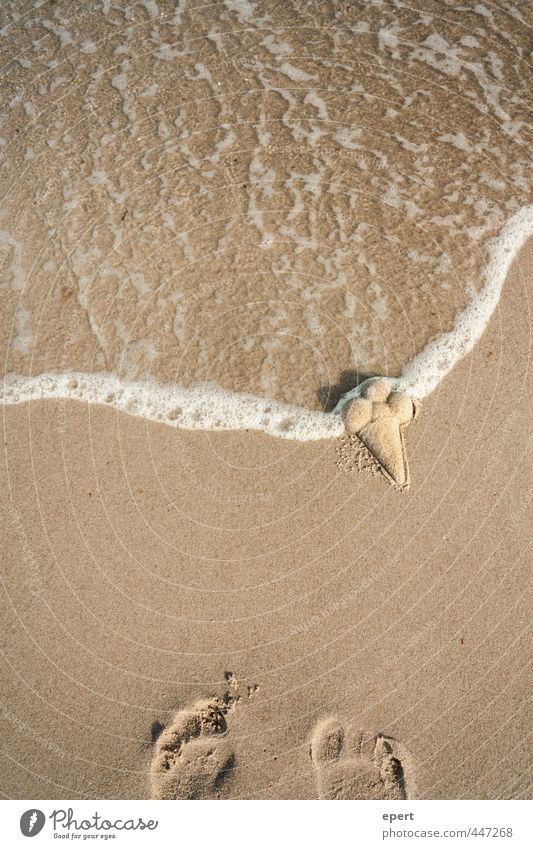 Sand ice on a sandy beach Ice cream Leisure and hobbies Vacation & Travel Summer Beach Ocean Happiness Uniqueness Wet Joy Creativity Perspective Foam Melt