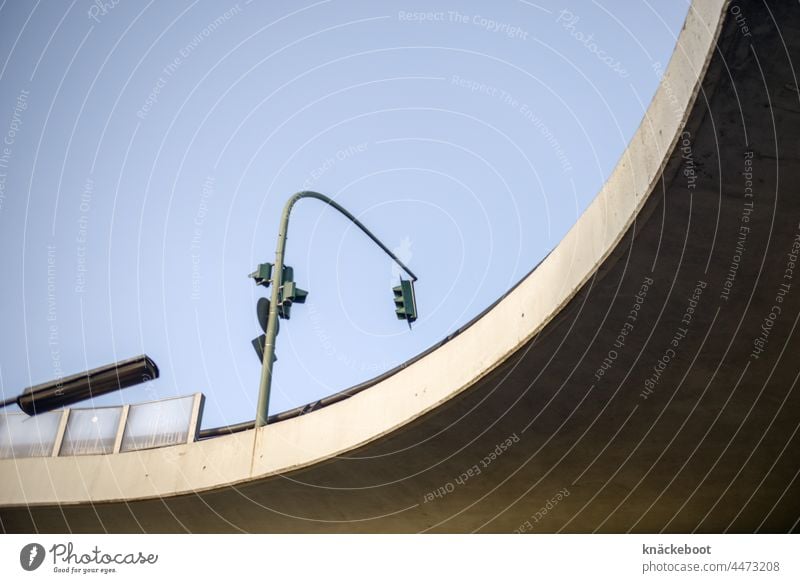 Car-friendly town car-friendly town Concrete Bridge Street Traffic infrastructure Town Day Road traffic Architecture Exterior shot Overpass Traffic light Berlin