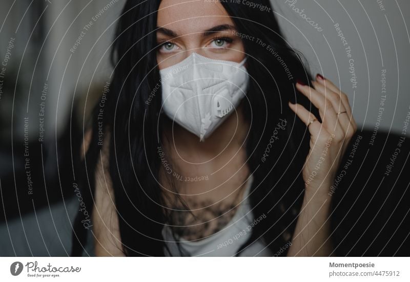 Woman with mask Mask corona coronavirus corona crisis Corona virus Corona Pandemic coronavirus SARS-CoV-2 Corona Test corona virus flu wave of flu Common cold