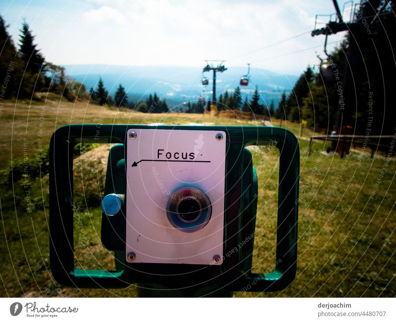 Landscape binocular viewer. Simply turn the focus. Binoculars Far-off places Vantage point Telescope Exterior shot Deserted Day Summer Trip Sky Colour photo