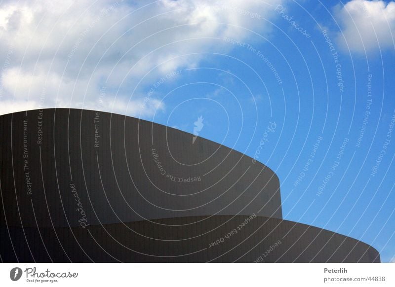 le theatre Roof Domed roof Concrete Round Clouds Architecture Duesseldorf Sky Modern Blue Theatre