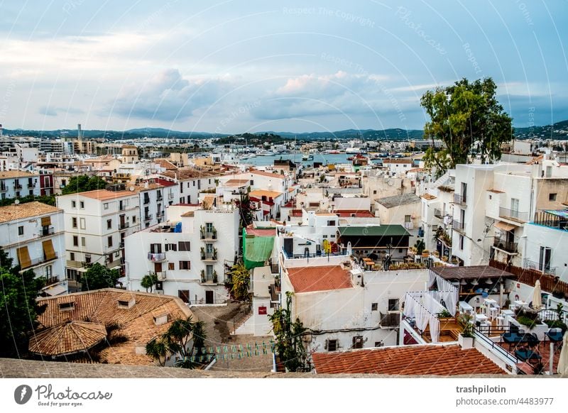 Ibiza Ibiza city Old town Balearic Islands Mediterranean sea House (Residential Structure) cot Summer Europe Vacation & Travel Spain Exterior shot Clouds