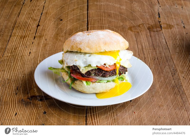 Breakfast - fried egg with meat and cheese. bread yellow morning background retro food vintage pork meal lunch yolk english sandwich bacon breakfast tomato