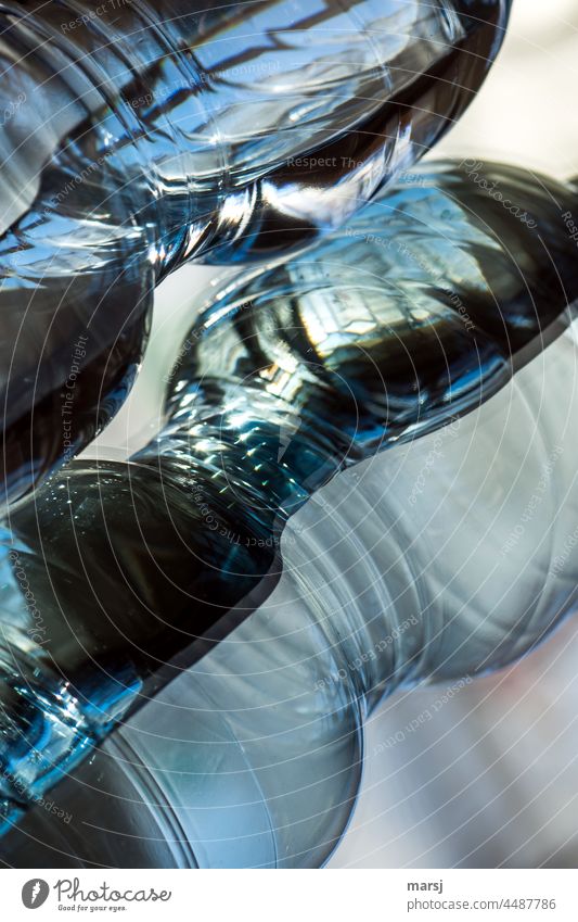 Abstract bottle reflection Blue Translucent Unrecognizable Transparent Mysterious transparent reutilisation Recycling Art Close-up plastic Trash Experimental