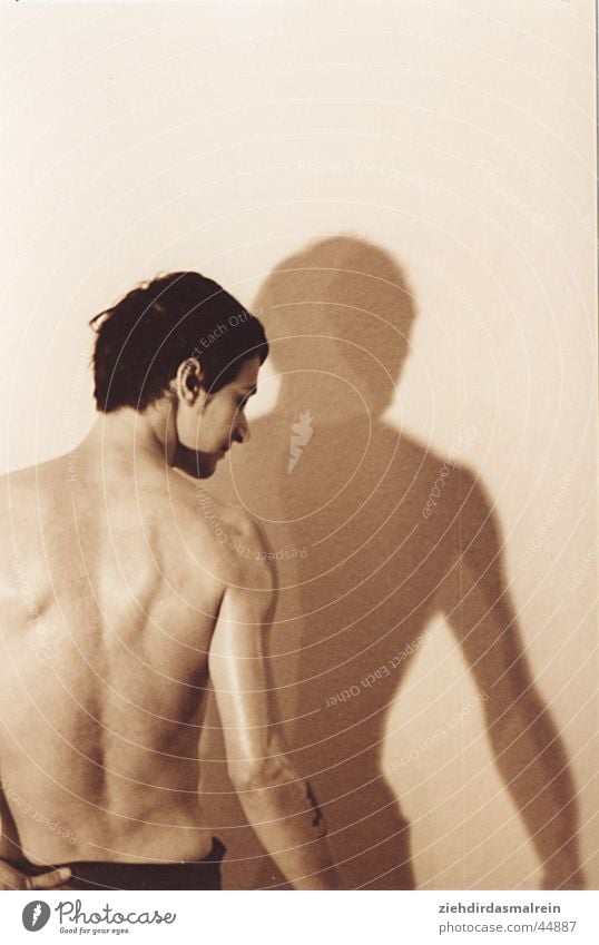 sepia guy 3 Man Naked Shoulder Brown Sepia Back Shadow