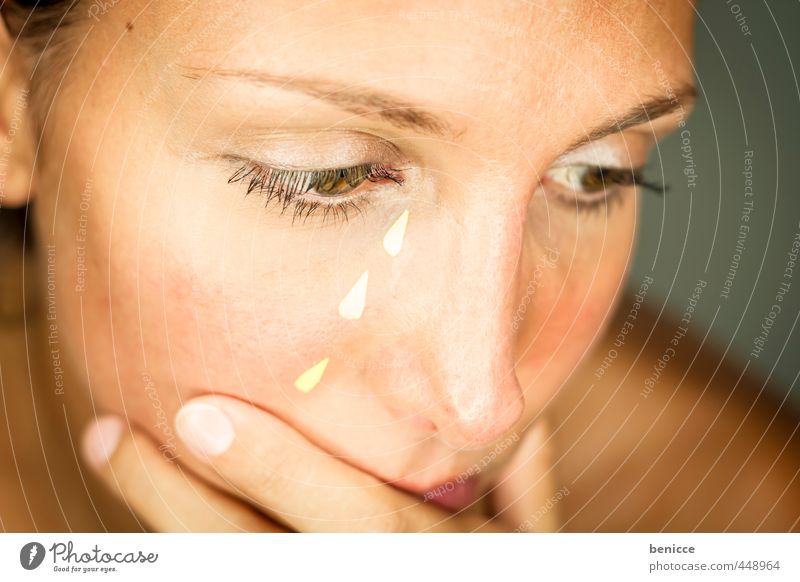 Paper Tears Woman Human being Cry Placed artificial Feminine Close-up Workshop Studio shot weaker Sadness Hopelessness Gloomy already Beauty Photography Face