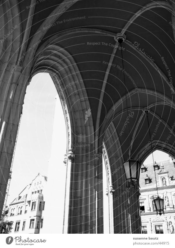 black enlightenment Holy Erfurt Building House (Residential Structure) Black White Light Large Historic Fish market Capital city Thuringia Architecture Shadow