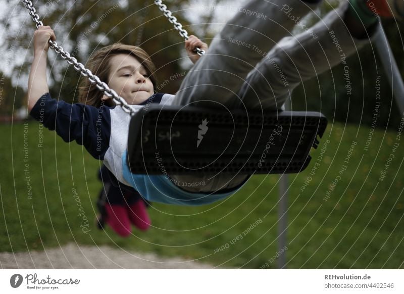 Child Schaukelt Infancy Playing Swing To swing Boy (child) naturally Joy Happy fun Playground Movement Day Leisure and hobbies Children's game