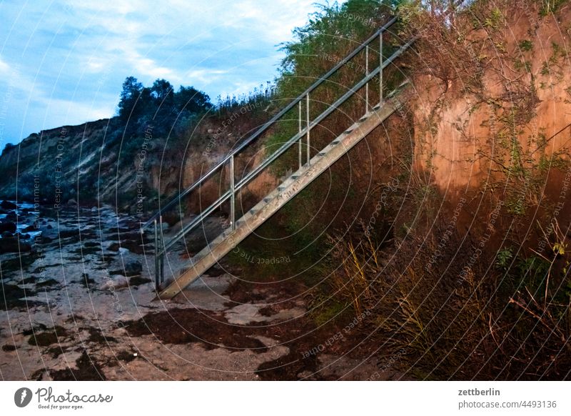 Stairs at the steep bank of Klein Zicker Baabe Baltic region Bodden holidays Big Zicker goehren autumn holidays autumn vacation Little Zicker coast coasts