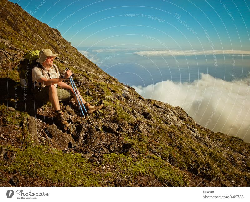 mountaineer Human being Masculine Young man Youth (Young adults) Man Adults Clouds Hill Rock Alps Mountain Peak Far-off places Free Happiness Happy Infinity