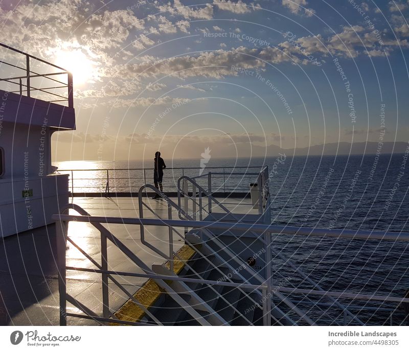 In the middle of the sea on a ship. Endless expanse of water with fascinating clouds above sky nautical vessel nature sunset cloud - sky horizon over water