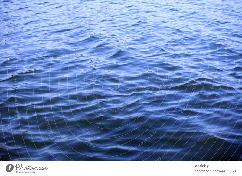 Blue shimmering water surface with light waves of the Poyrazlar Gölü near Adapazari in summer sunshine in the province of Sakarya in Turkey Water