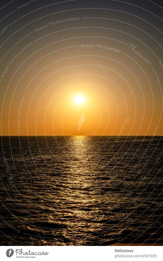 Sunset into the ocean Sunlight SEA Ocean Water holiday evening orange sunny sunset mood sunset light sunset landscape sunset sky sunset sea Mediterranean Calm