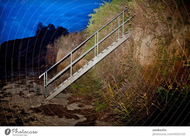 Stairs at the steep bank of Klein Zicker Baabe Baltic region Bodden holidays Big Zicker goehren autumn holidays autumn vacation Little Zicker coast coasts