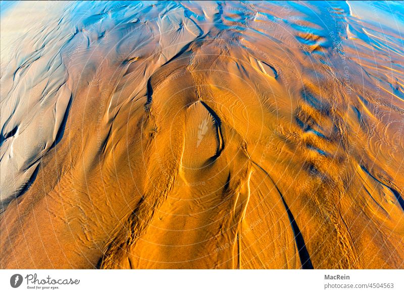 Runnel on the beach Sylt Runlet Water Sand Beach Ocean Pattern North Sea Low tide High tide Nature Natural landscape nobody Exterior shot color photograph