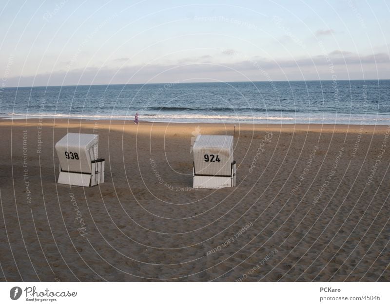 Breakfast by the sea Beach Morning Sunrise Clouds Ocean To go for a walk Beach chair Sylt Vacation & Travel Hissing Wide angle Sand Lanes & trails Water