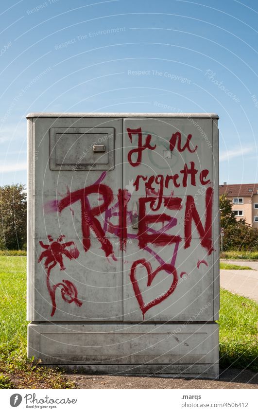 Je ne regrette rien Characters power box Cloudless sky Passion repent have no regrets Heart-shaped je ne regrette rien Emotions Positive Self-confident French