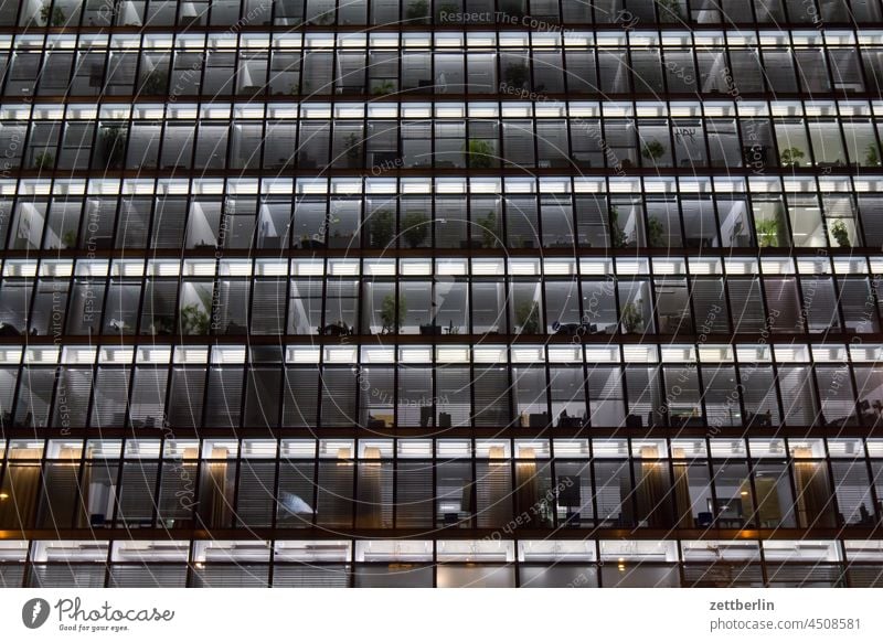 Office building facade Evening Architecture Berlin city Germany Twilight Worm's-eye view Capital city House (Residential Structure) Sky High-rise downtown