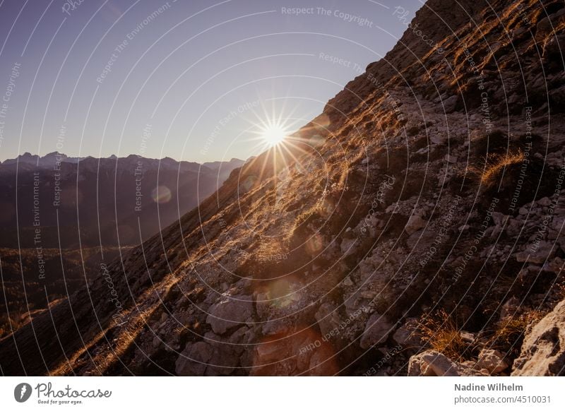 Sunrise on poplar pulpit Sunset Sunlight Landscape Rose garden Dolomites Mountain Exterior shot Nature Colour photo Alps Deserted South Tyrol Sky