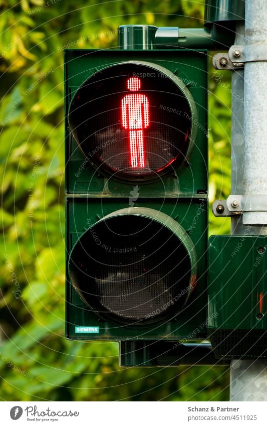 the pedestrian lights are red Red Pedestrian little man Stand Red light Freeze ampelmännchen Traffic light Road sign traffic light forbidden stop Transport