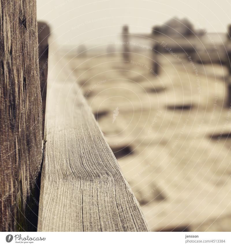 Wooden beams in close-up - pile dwelling in St. Peter-Ording Wooden board Wood grain Structures and shapes Exterior shot Colour photo Deserted Pattern Close-up