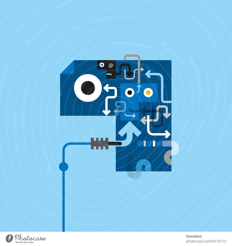 Big Data Illustration Lifestyle Simple Technology Device Communication Head faces big data