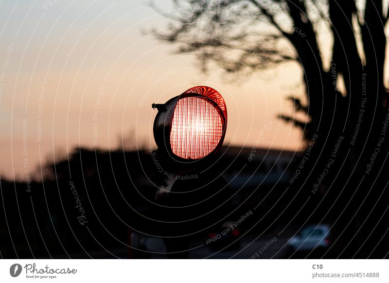 Close up of mall entrance red light Close-up Light Red Light - Stoplight Traffic architecture automobile car dark electricity evening night public traffic road