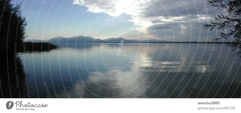 Evening atmosphere at Lake Chiemsee Clouds Bavaria Moody panorama Water