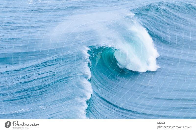 Huge ocean wave breaking in Nazare, Portugal awe big biggest challenge crash curl curve danger dangerous extreme foam giant gigantic horizontal huge lighthouse