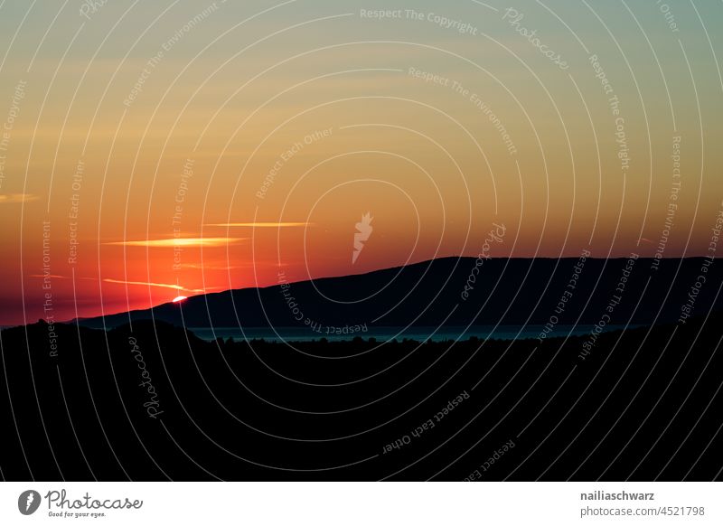 Sunset sunset mood Sunset Landscape Sunset light Mountain Bergen enchanting Romance evening mood Hazy setting sun silhouettes Dusk natural spectacle