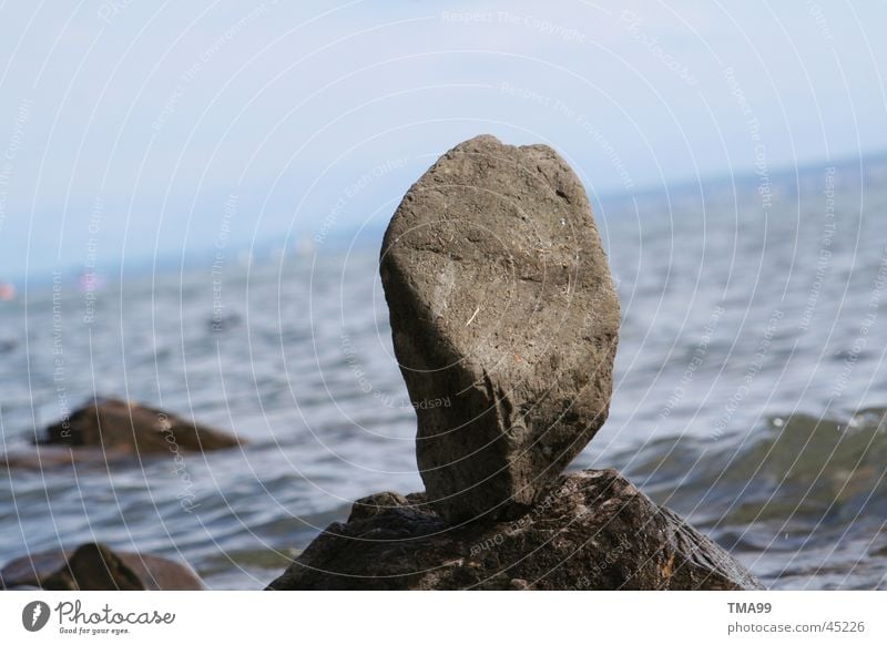 stone on stone Waves Horizon Lake Ocean Stone Lake Constance Blue Water Sky