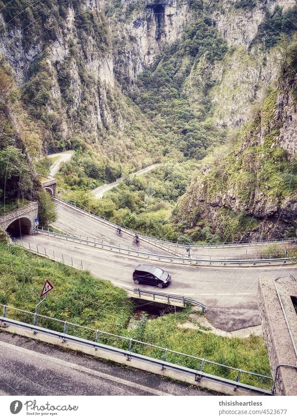 Cyclist:inside on San Boldo Pass, South Tyrol, Italy Bike ride Bike camp Radrace Racing cycle Cycle race Wheel Bicycle Trip Sports Cycling Leisure and hobbies