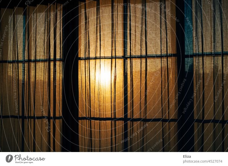 Sun shines through the curtains on a window Window drapes warm Curtain Drape Light Sunlight Cloth Shadow