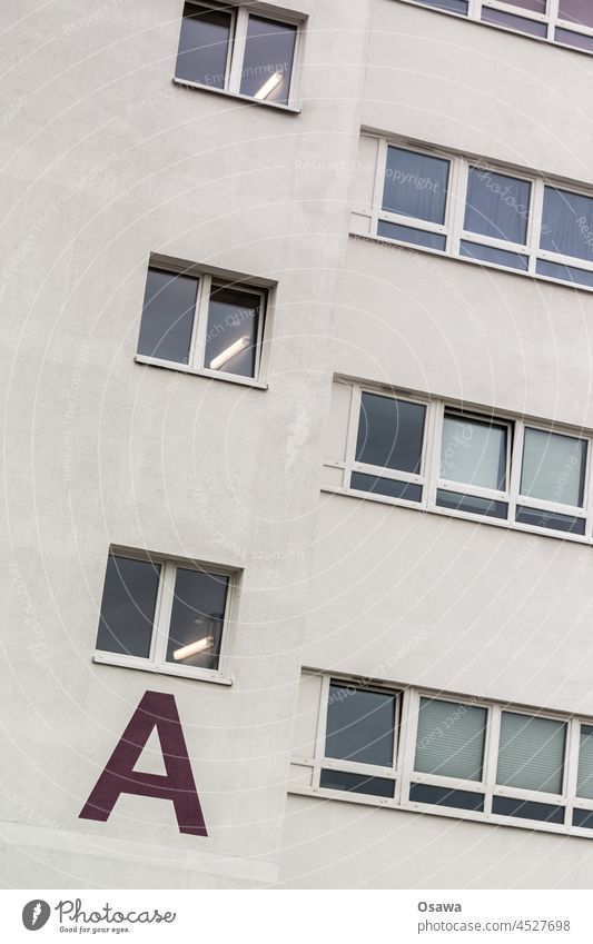 Staircase A staircase Facade Building House (Residential Structure) letter Window Deserted Colour photo Exterior shot Characters Day Letters (alphabet)