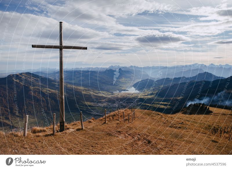 View of Lake Zug and Mythen from Rigi Kulm Vantage point rigi kulm Clouds panorama Hill Water Body of water Weather Autumn Tourism Switzerland