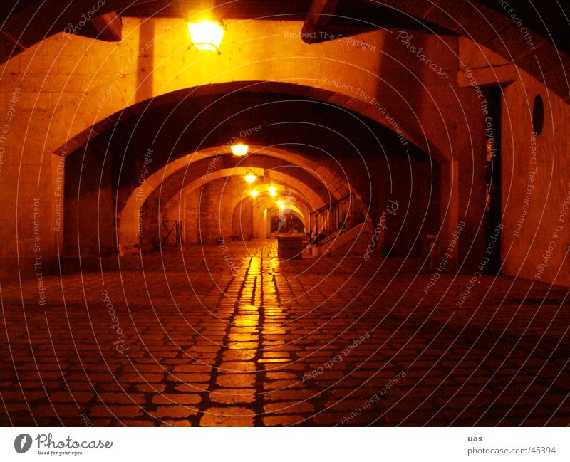 France, Provence, Uzes by night Night Uzès Alley Archway Europe