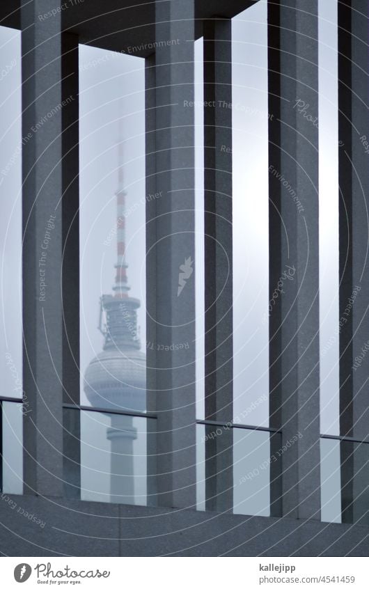 vertical Tower Television tower Television Tower Berlin palisaded columns Modern architecture Alexanderplatz Berlin TV Tower Tourist Attraction Downtown Berlin