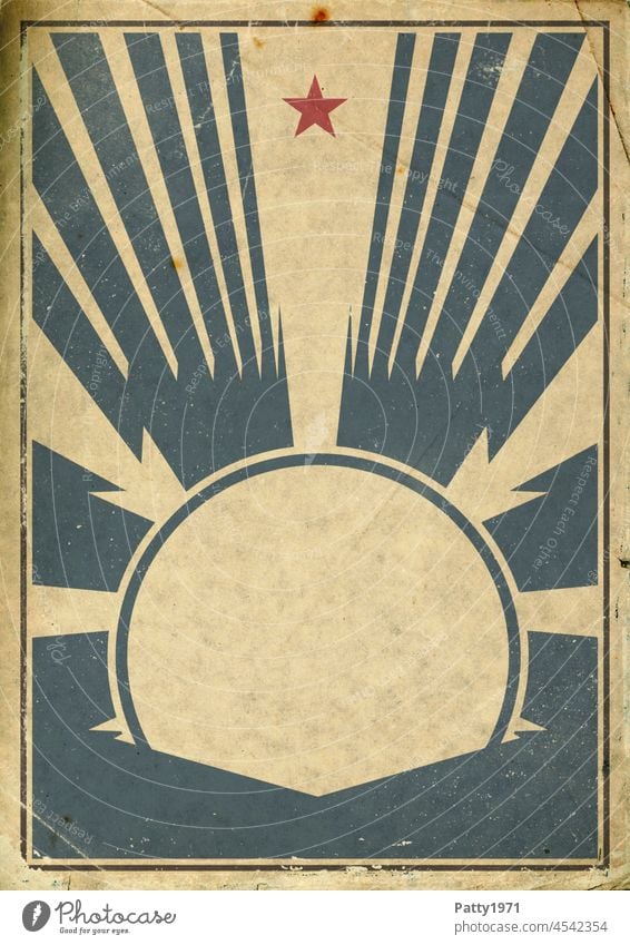 Retro revolution propaganda poster. Stylized sun rays on grunge paper background propagandized Poster Revolution Paper Grunge Illustration resistance policy