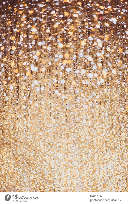 many lights of a string of Christmas lights Fairy lights Illuminate golden Desire pretty Glimmer sparkle Christmas & Advent Glittering Christmas fairy lights