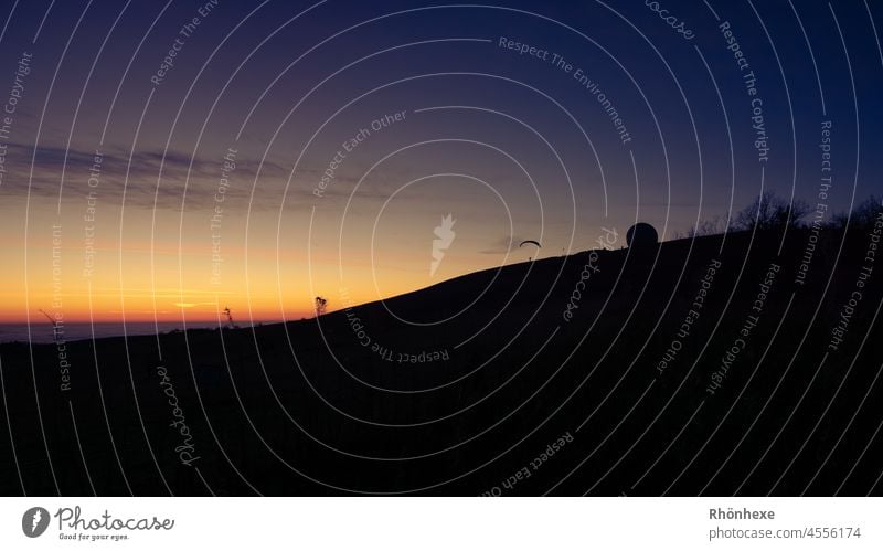 Sunset on the Wasserkuppe Twilight Sky Dusk Landscape Exterior shot Horizon Silhouette Nature Colour photo Moody idyllic atmosphere Calm Environment Light