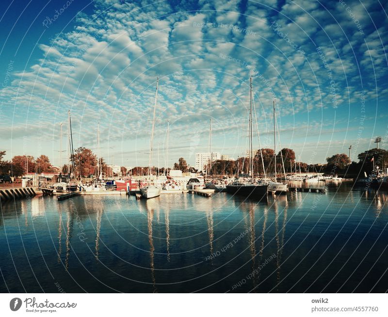 Blue Breeze Kolberg Kolobrzeg Eastern Europe Poland Harbour Maritime Closing time Serene Calm Colour photo Deserted Copy Space top Copy Space bottom