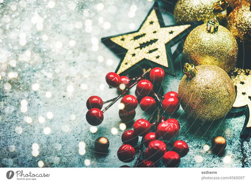 Merry Christmas. Christmas ornament and Christmas lights with copy space. Christmas concept background christmas christmas tree christmas eve celebration