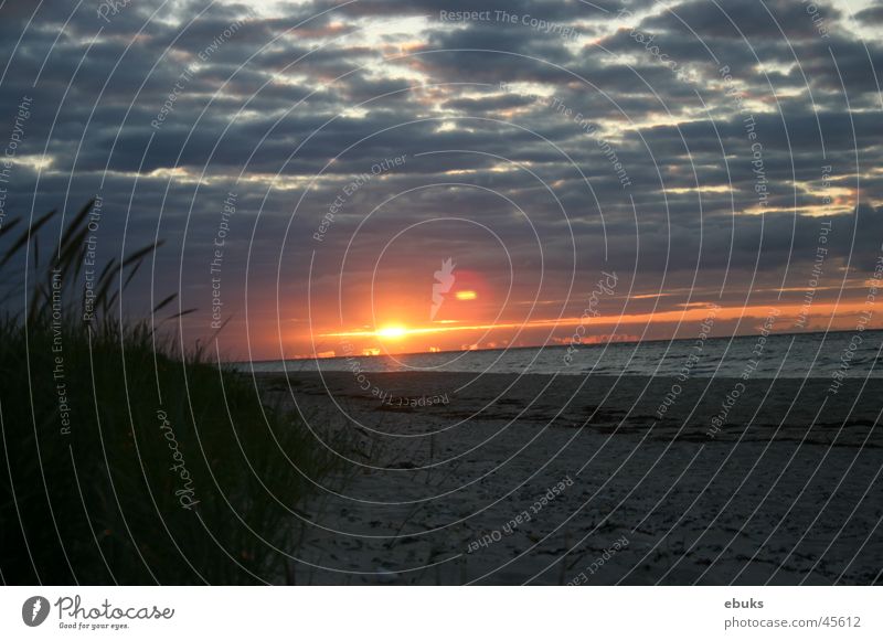 sundown Sunset Ocean Clouds Sunrise Beach