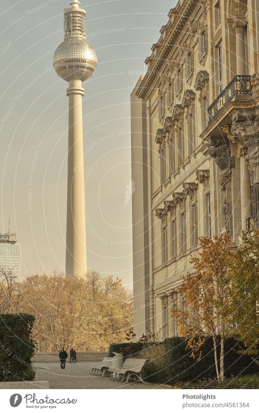 Facade of the Humboldt Forum in the background the Berlin TV Tower Television tower alex Capital city Landmark Tourist Attraction Tourism Architecture City