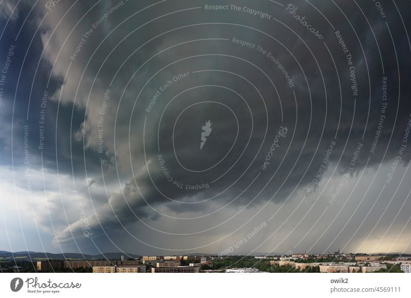 storm warning Bautzen Downtown Skyline Building Church spire Dome Apocalyptic sentiment Exterior shot Dark Change in the weather Silhouette Day Low-key Deserted