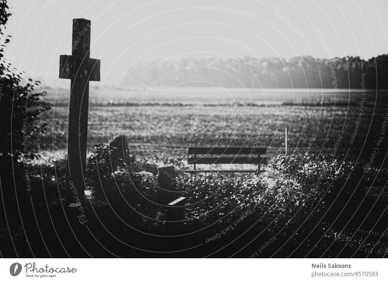 calm place with scenic view abandoned agriculture ancient beautiful boneyard catholic cemetery christ christianity churchyard cold country cross crucifix