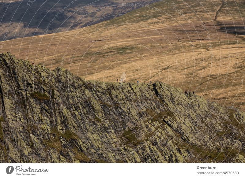 UK English Lake District, view towards Sharp Edge from Blencathra near Keswick. mountain Peak Hiking Colour photo Mountaineering Climbing Footpath