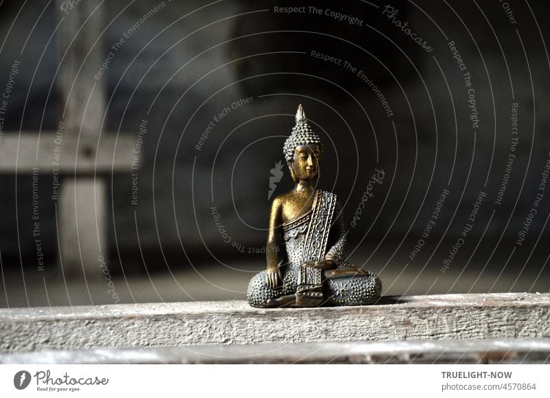 Attic Buddha / Raw wood and gloom / Unwavering radiance Buddha statue Buddha figure Buddha sculpture symbol Peace Joy Healthy Consciousness Meditation