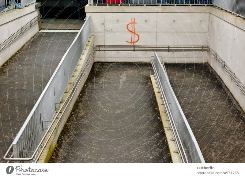 Dollar sign Train station Platform dollar Dollar symbol currency lead currency Concrete obliqueness Ramp rail Access access road wheelchair ramp