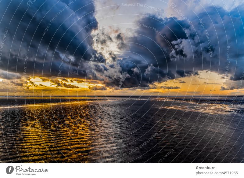 Storm clouds at sunset from Walney Island on the Cumbrian Coast. storm storm clouds Sky Weather Nature Bad weather Climate Elements Climate change walney